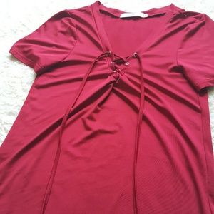 Nuoxi Women's Lace Up Short Sleeve Blouse Size M